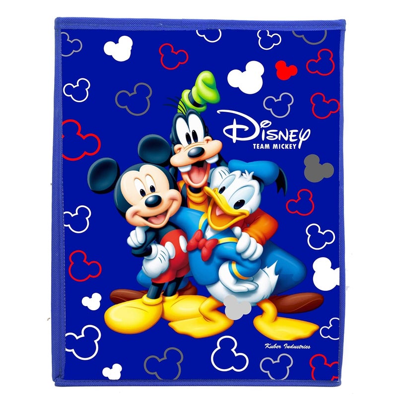 Kuber Industries Kuber Industries Disney Team Mickey Mouse Print Non Woven Fabric Foldable Laundry Basket, Toy Storage Basket, Cloth Storage Basket with Handles (Set of 2, Black & Royal Blue)-KUBMART3451  - Image 5