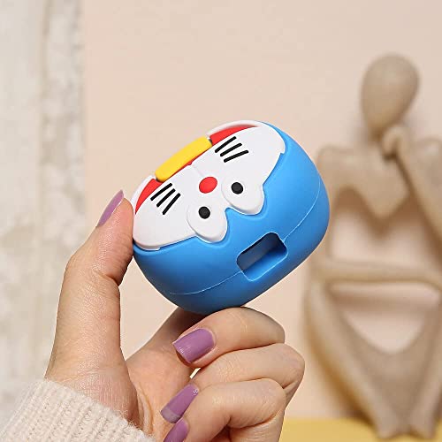 PunnkFunnk Cute Cartoon Protective Case for iPhone 18W & 20W USB-C Adapter Charger Cable, Unique Design Funny 3D Cartoon Charger Cover Cable Protector for iPhone Fast Charger (Doremon) Blue - Image 5