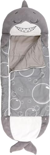 Happy Nappers Pillow Sleepy Sack Medium Grey Shark 54 x 20inches 2in1Plush Animal Opens Into Sleeping Bag Soft Play Nap Character Kids 3 and up - Image 1