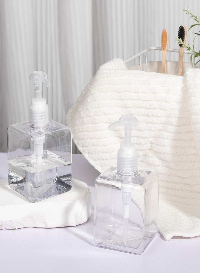 JiatuA Pump Bottle, Refillable Plastic Empty Lotion Soap Dispenser Liquid Container for Bathroom Shampoo and Body Wash, 8.5oz/250ml Clear 2 Pack - Image 3