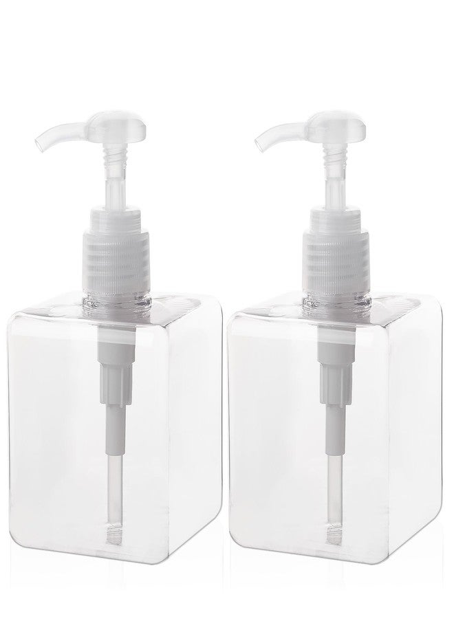 JiatuA Pump Bottle, Refillable Plastic Empty Lotion Soap Dispenser Liquid Container for Bathroom Shampoo and Body Wash, 8.5oz/250ml Clear 2 Pack - Image 1