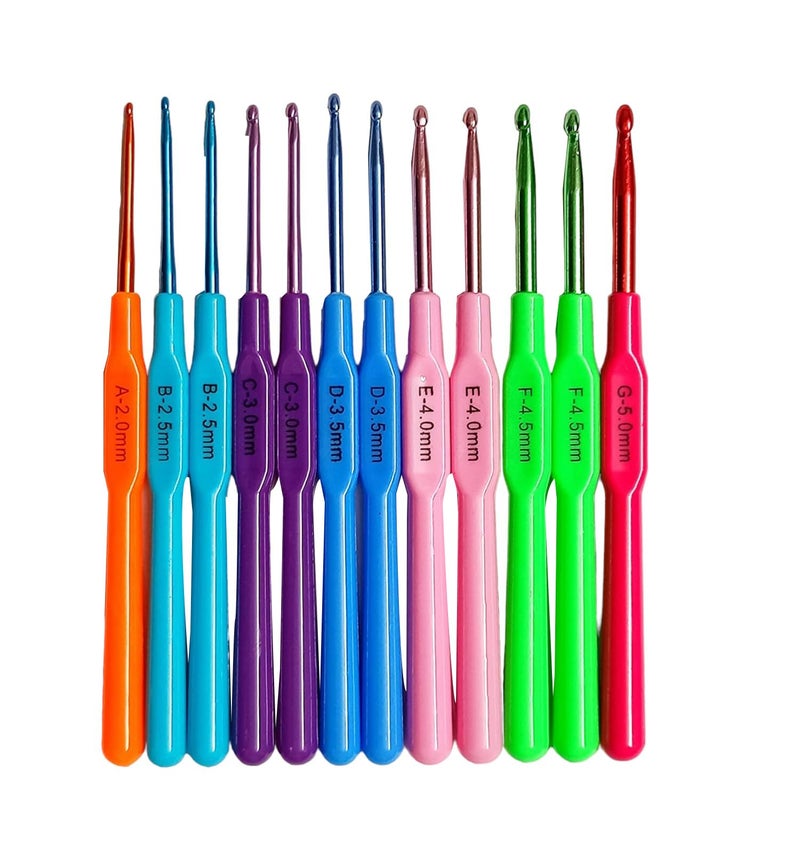 BestUBuy 12pcs Multicolor Aluminium Crochet Hook Knitting Needle Set for Sewing Craft Yarn Sweater Woolen Cloth (Size from 2.0mm to 5.0mm) - Image 1