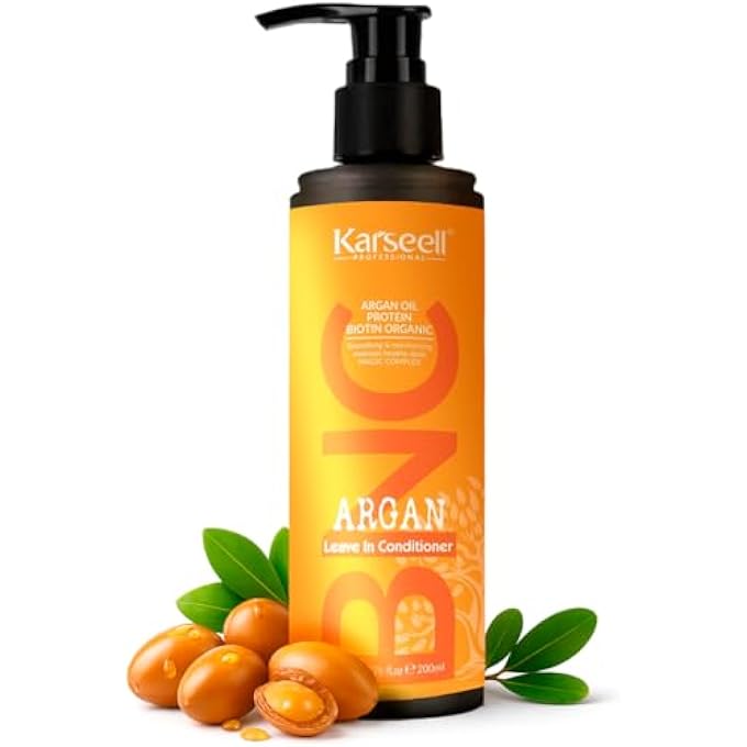 Karseell LEAVE-IN CONDITIONER WITHOUT RINSING MOISTURISER DRY DAMAGED COLOURED HAIR ARGAN OIL MACA COLLAGEN ANTI-FRIZZ SHINE SOFTNESS HEAT PROTECTION ALL HAIR TYPES 200 ML - Image 2