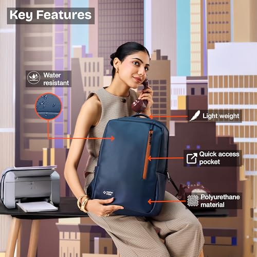 Nasher Miles Tribeca Premium Polyurethane Laptop Backpack 17L | Ideal for College, School, Office, Travel | Men, Women, Boys, Girls (Navy Blue) - Image 2