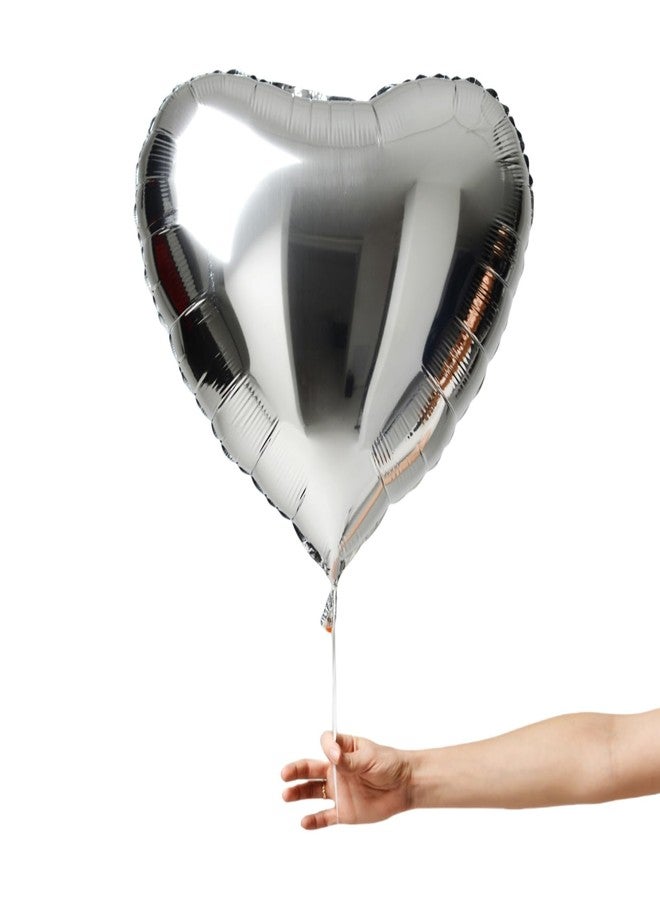 BBPOOL 12Pcs Silver Heart Balloons, 18 Inch Silver Heart Shape Balloons Valentine Balloon for for Valentines Day Wedding Brithday Decorations - Image 3