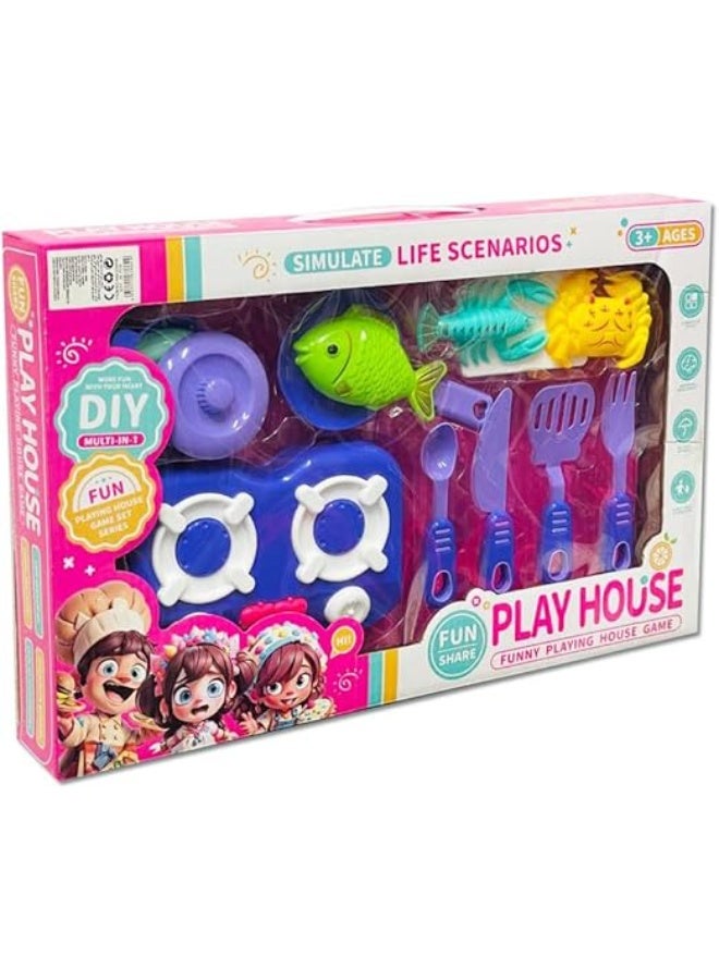 Play House Kitchen with Seafood for Girls