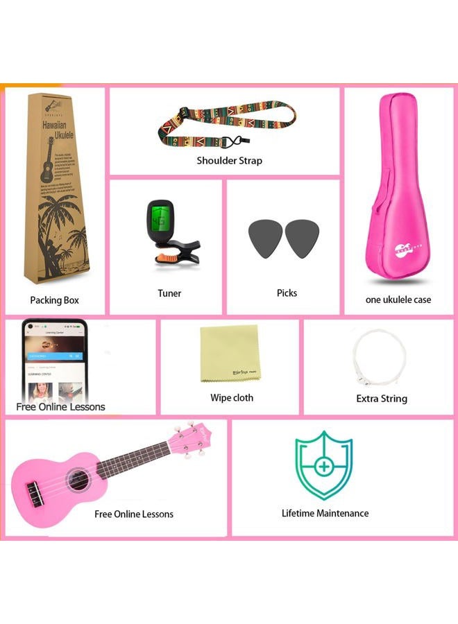 Everjoys Soprano Ukulele Beginner Pack-21 Inch w/Free Online Lesson Gig Bag Fast Learn Songbook Digital Tuner Pick All in One Kit - Image 5