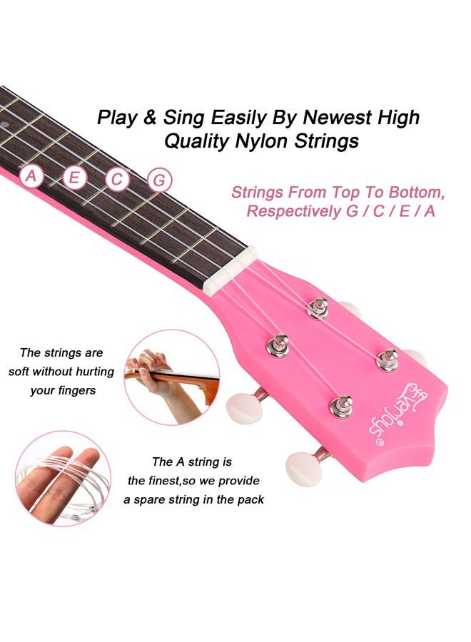 Everjoys Soprano Ukulele Beginner Pack-21 Inch w/Free Online Lesson Gig Bag Fast Learn Songbook Digital Tuner Pick All in One Kit - Image 1