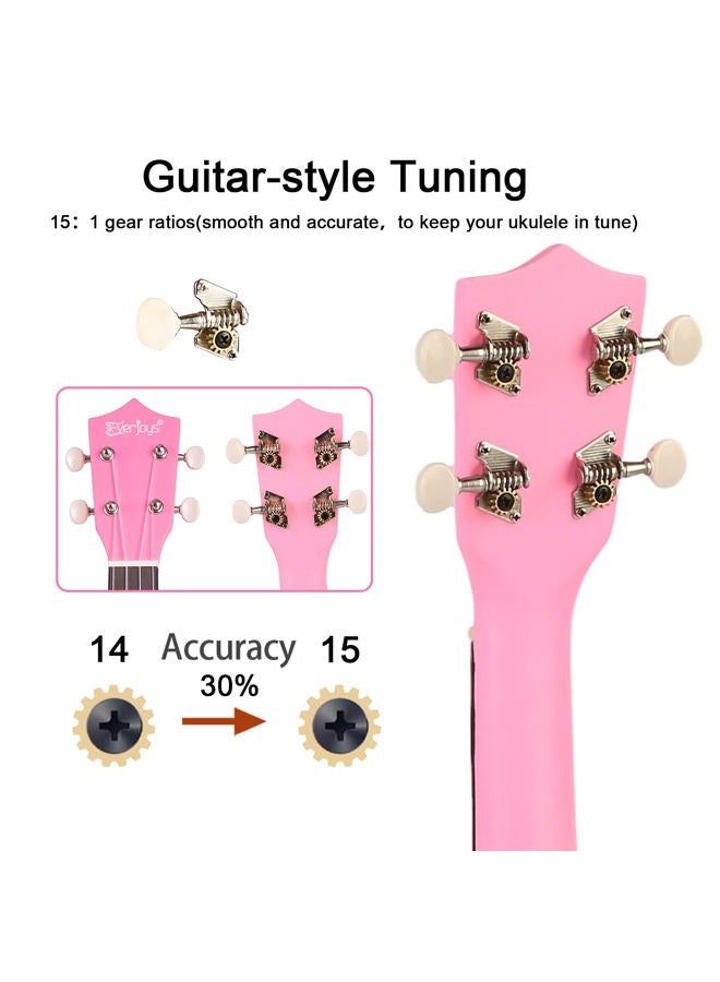 Everjoys Soprano Ukulele Beginner Pack-21 Inch w/Free Online Lesson Gig Bag Fast Learn Songbook Digital Tuner Pick All in One Kit - Image 2