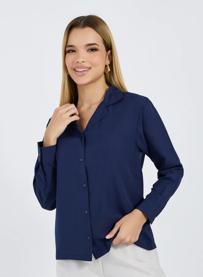Styli Styli Solid Notch Collar Regular Fit Shirt