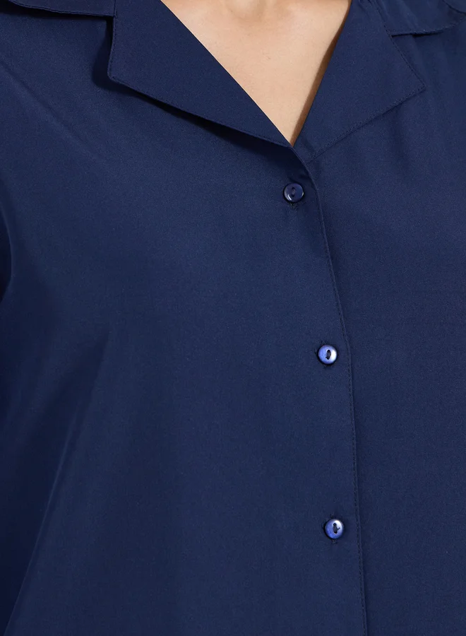 Styli Styli Solid Notch Collar Regular Fit Shirt