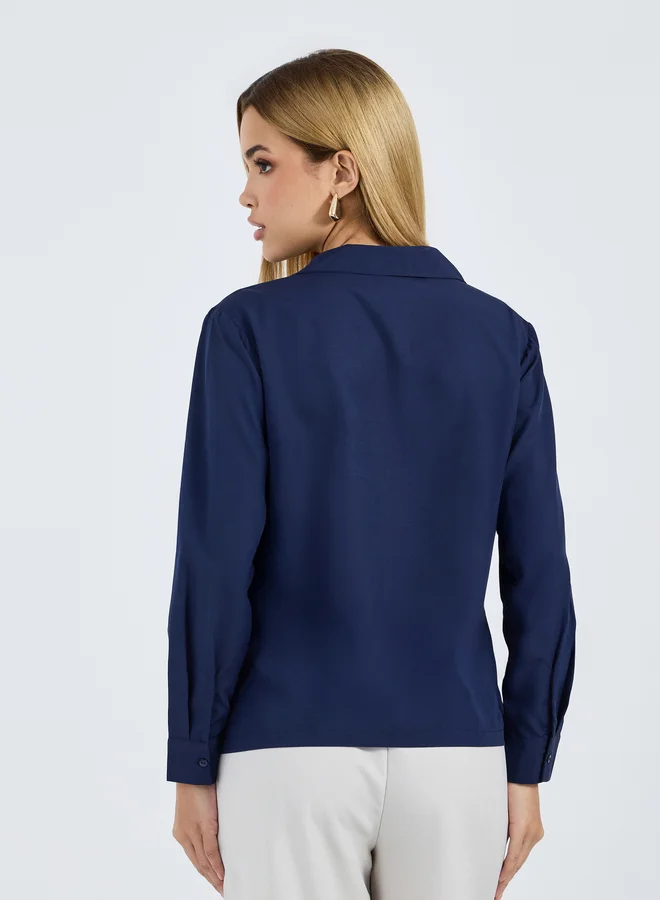 Styli Styli Solid Notch Collar Regular Fit Shirt