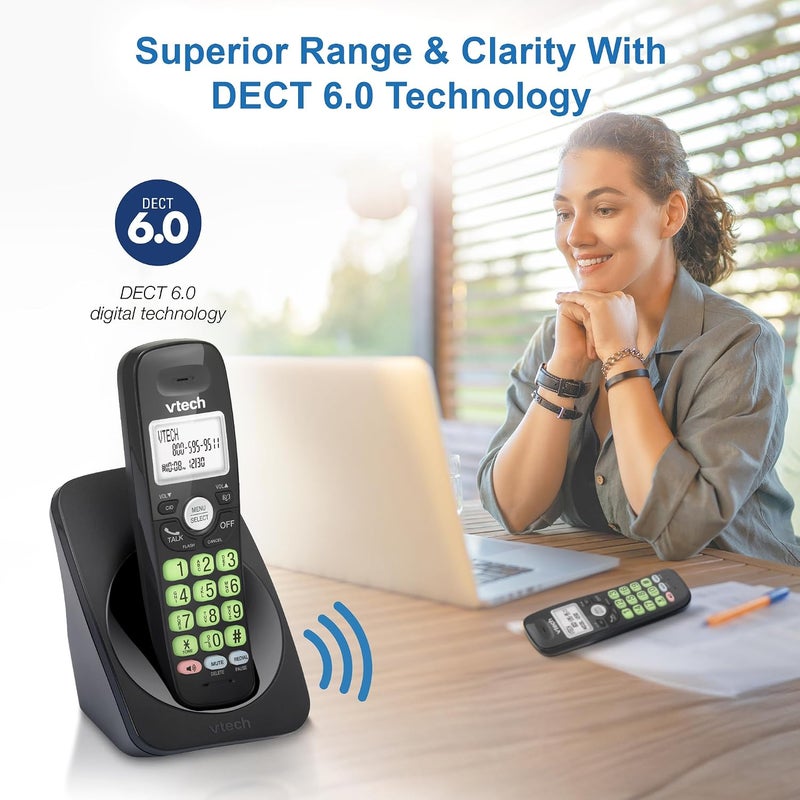 VTech VG131-11 DECT 6.0 Cordless Phone with Bluetooth, Full Duplex Speakerphone, Caller ID, and 1000ft Range (Black) - Image 4