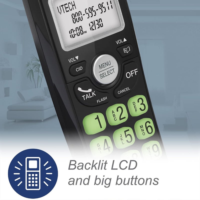 VTech VG131-11 DECT 6.0 Cordless Phone with Bluetooth, Full Duplex Speakerphone, Caller ID, and 1000ft Range (Black) - Image 5