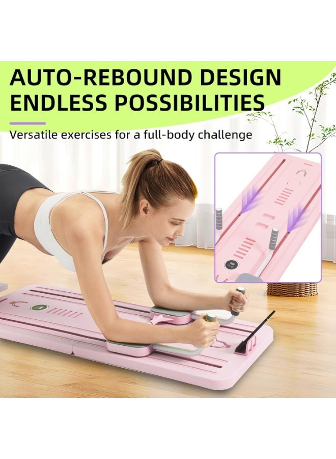 YQbest Portable Pilates Reformer Machine for Home Gym - Auto-Rebound Pilates Board with Abdominal Core Trainer & Full Body Workout | Professional Pilates Equipment for Men/Women - Image 2