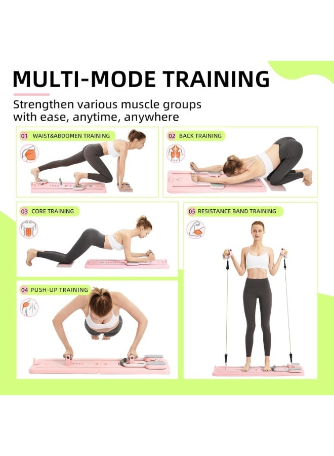 YQbest Portable Pilates Reformer Machine for Home Gym - Auto-Rebound Pilates Board with Abdominal Core Trainer & Full Body Workout | Professional Pilates Equipment for Men/Women - Image 3