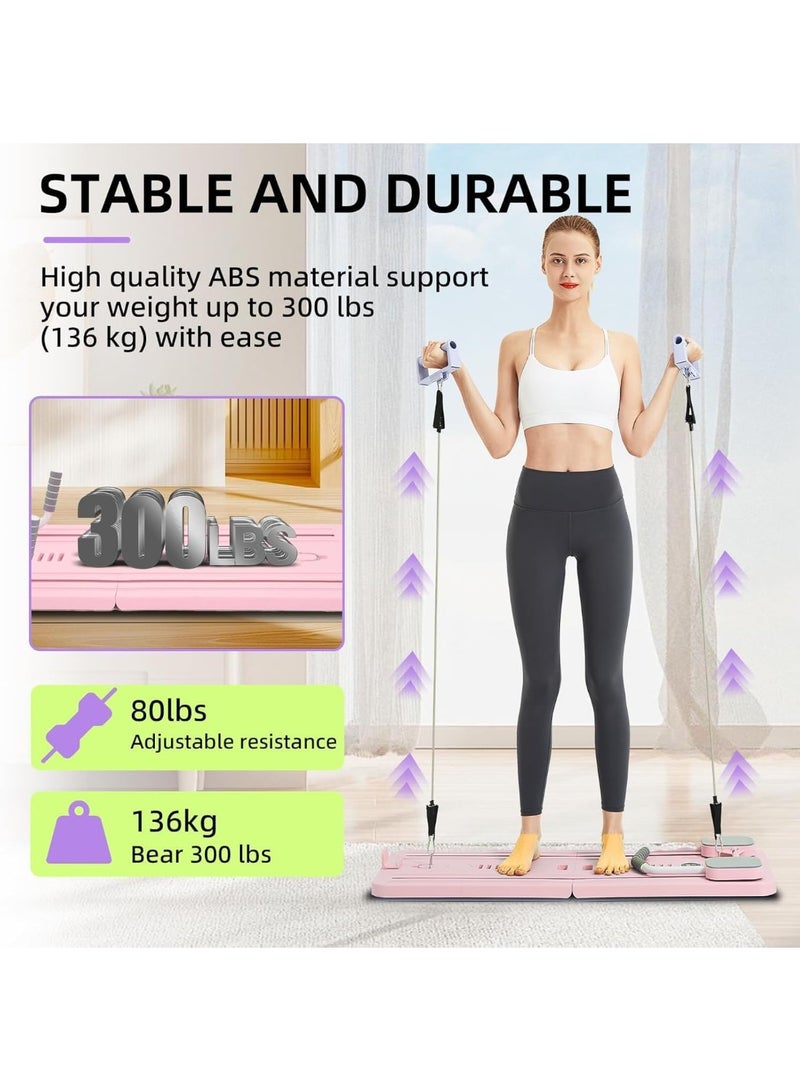 YQbest Portable Pilates Reformer Machine for Home Gym - Auto-Rebound Pilates Board with Abdominal Core Trainer & Full Body Workout | Professional Pilates Equipment for Men/Women - Image 4