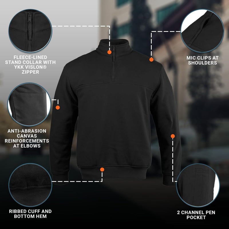 Propper Men's Station 1/4 Zip Job Shirt â€“ Durable Fleece with Canvas Reinforced Elbows, Hand Pockets Uniform, Duty, Apparel in Black, X-Large - Image 3
