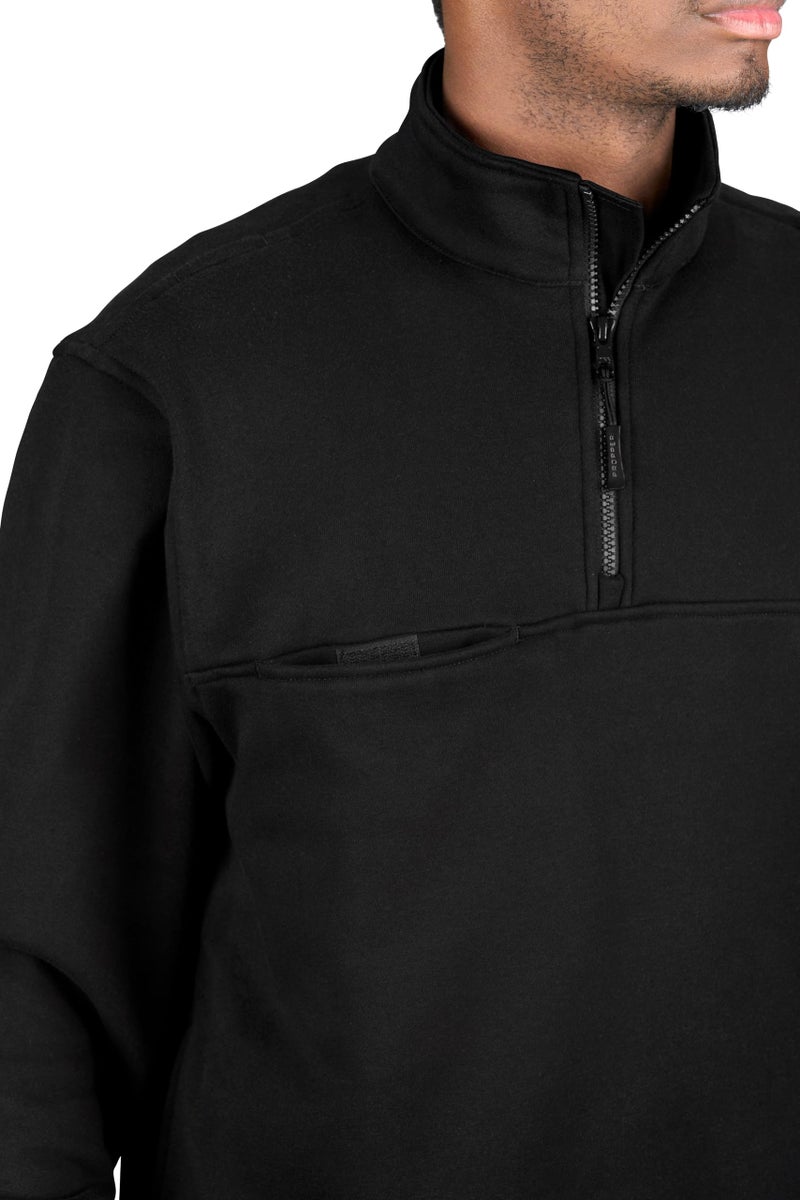 Propper Men's Station 1/4 Zip Job Shirt â€“ Durable Fleece with Canvas Reinforced Elbows, Hand Pockets Uniform, Duty, Apparel in Black, X-Large - Image 2