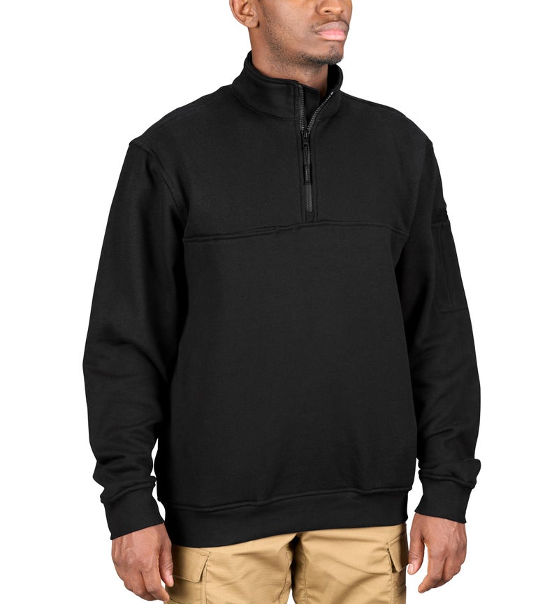 Propper Men's Station 1/4 Zip Job Shirt â€“ Durable Fleece with Canvas Reinforced Elbows, Hand Pockets Uniform, Duty, Apparel in Black, X-Large - Image 1