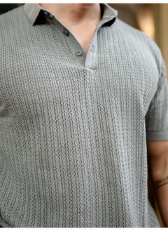 Maniac Maniac Men Textured FlatKnit Grey Cotton Slim Fit T-Shirt  - Image 4