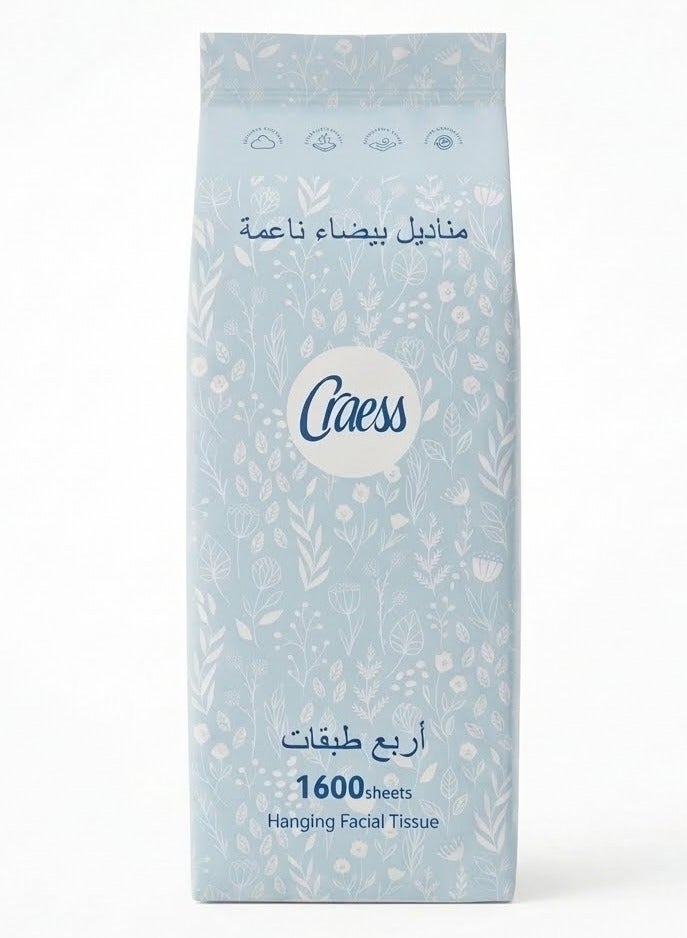 Hanging facial tissues, 1600 sheets