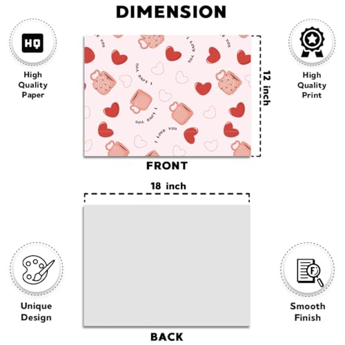 Festiko® I Love You Gift Wrapping Paper Sheets (Pack of 10 Sheets), Valentine's Day Wrapping Paper, Love Theme Printed Wrapping Papers - Image 2