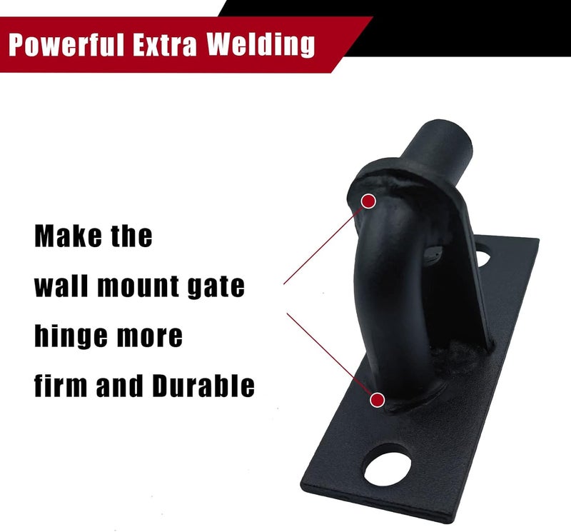PLAIRC 2 Pack Wall Mount Heavy Duty Chain Link Fence Gate Hinges with 5/8 Hinge Pin (Screws Not Included), Black - Image 2