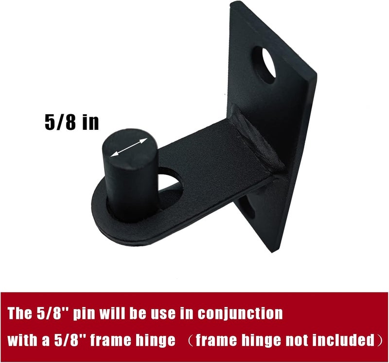 PLAIRC 2 Pack Wall Mount Heavy Duty Chain Link Fence Gate Hinges with 5/8 Hinge Pin (Screws Not Included), Black - Image 5