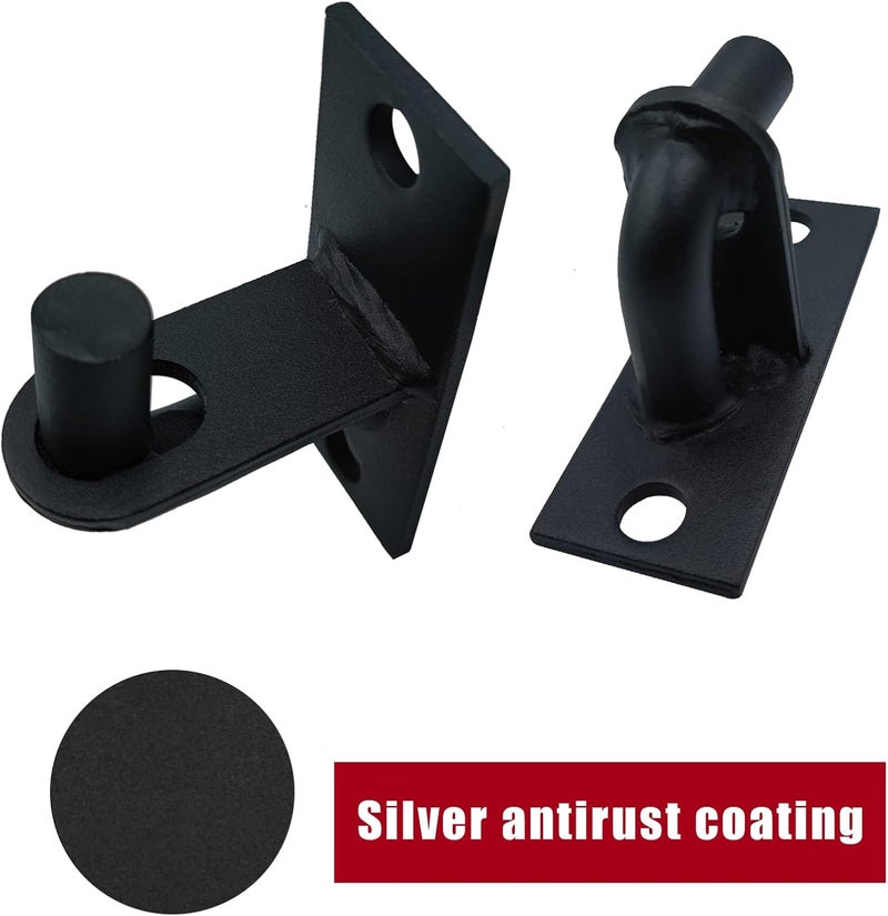 PLAIRC 2 Pack Wall Mount Heavy Duty Chain Link Fence Gate Hinges with 5/8 Hinge Pin (Screws Not Included), Black - Image 4