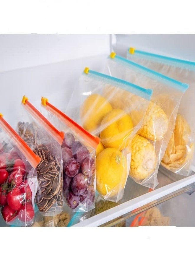 Pristu Pack of 10 Ziplock Pouch Veg Bags - Medium Size 9x10cm (Blue, White) - Freezer & Fridge Storage, Reusable Zipper Bags - Image 2