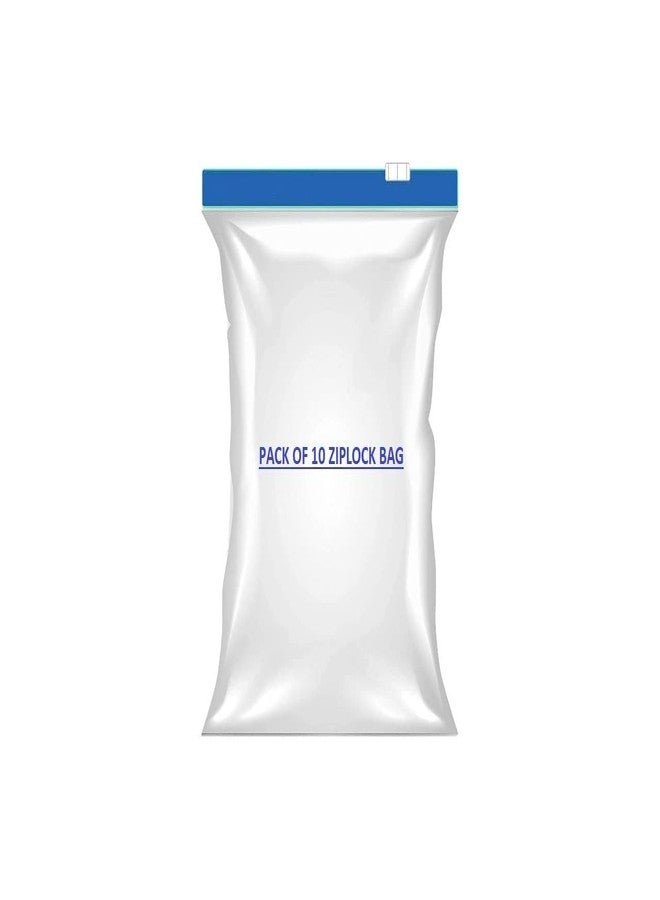 Pristu Pack of 10 Ziplock Pouch Veg Bags - Medium Size 9x10cm (Blue, White) - Freezer & Fridge Storage, Reusable Zipper Bags - Image 1