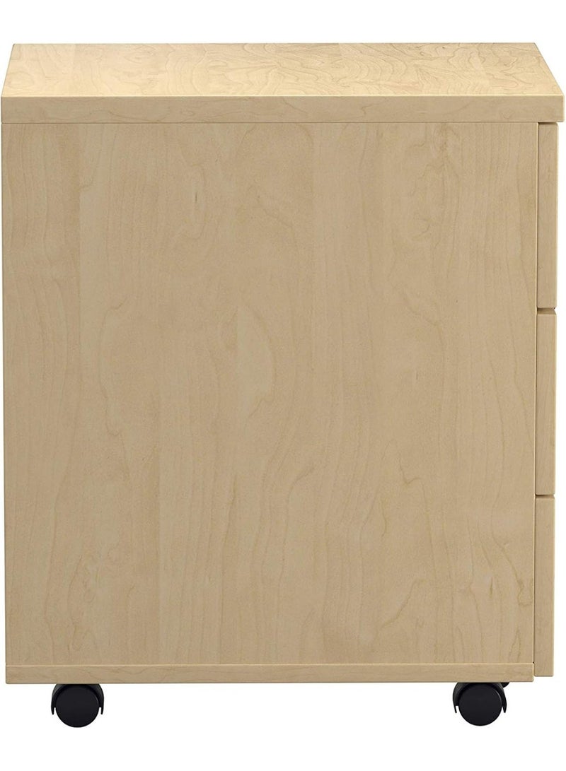 Mobile filing cabinet with 3 lockable drawers, pre-assembled, maple wood OHF0005MA, 50 x 40.4 x 59.5 cm, 22.1 kg - Image 3