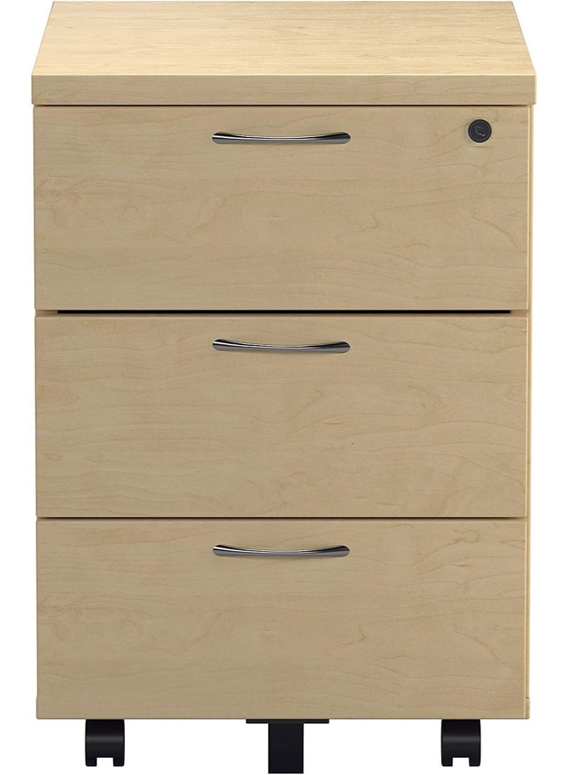 Mobile filing cabinet with 3 lockable drawers, pre-assembled, maple wood OHF0005MA, 50 x 40.4 x 59.5 cm, 22.1 kg - Image 4
