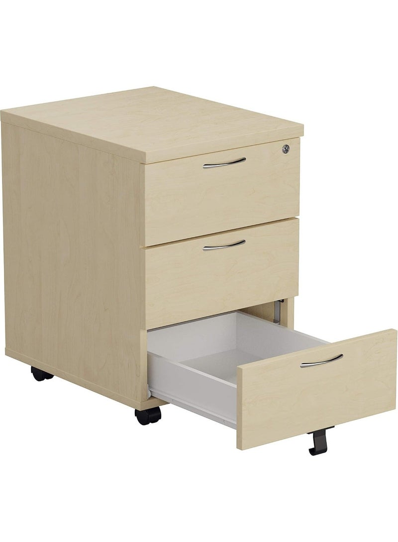 Mobile filing cabinet with 3 lockable drawers, pre-assembled, maple wood OHF0005MA, 50 x 40.4 x 59.5 cm, 22.1 kg - Image 2