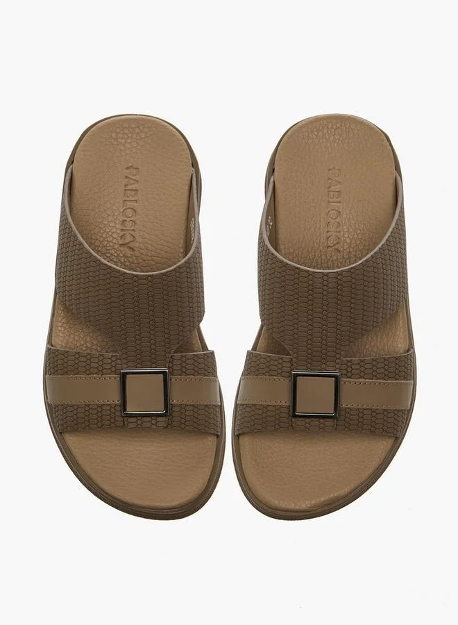 بابلوسكي Boys Textured Leather Arabic Sandals