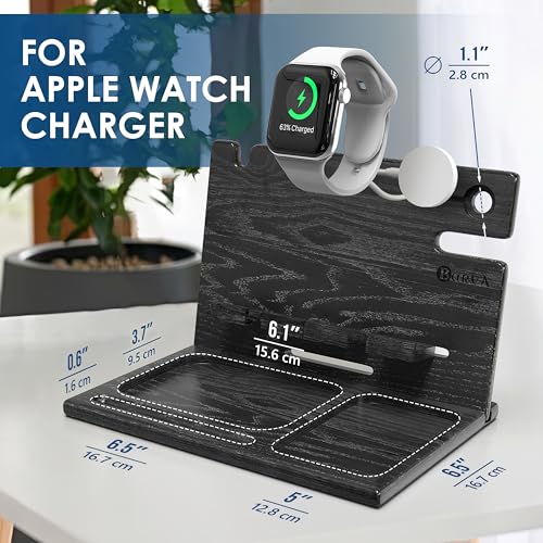 BarvA Two Phone Docking Station | Night Stand Desk Organizer | Wood Nightstand Organizer | Tablet Smart Watch Earbuds Charging Station | Upgraded Dresser Phone Stand | Bed Room Decor Gifts for Men - Image 5