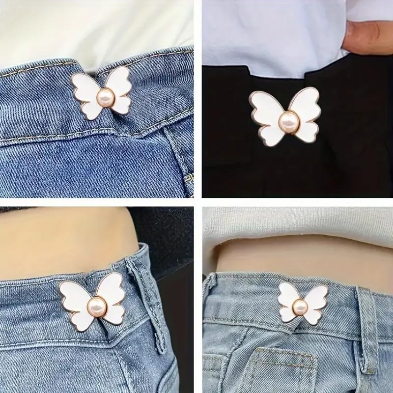 ZURATO Adjustable Buttons for Loose Jeans Pant Tightener Clip, Detachable Waist Buckles for Loose Jeans for Women, No Sew and No Tools Detachable Decorative Waist Buckle (Off-White, Pack of 2) - Image 5