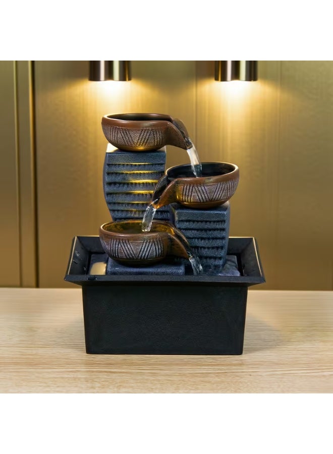 نافورة مياه داخلية توضع على الطاولة - قطعة ديكور مزخرفة بمياه متدفقة لتزيين المنزل، نافورة طاولة مريحة لغرفة المعيشة ومكتب العمل