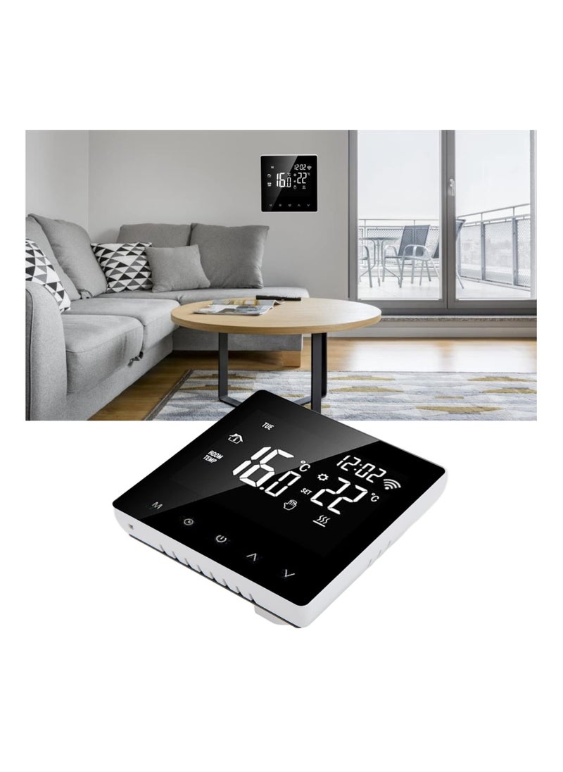 SYOSI - Smart Thermostat, ME81H AC 230V Temperature Controller, WiFi Smart Thermostat, LCD Display, Intelligent Thermostat, Floor Heating Thermostat (16A, White Back and White Press) - Image 1