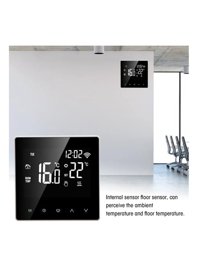 SYOSI - Smart Thermostat, ME81H AC 230V Temperature Controller, WiFi Smart Thermostat, LCD Display, Intelligent Thermostat, Floor Heating Thermostat (16A, White Back and White Press) - Image 1