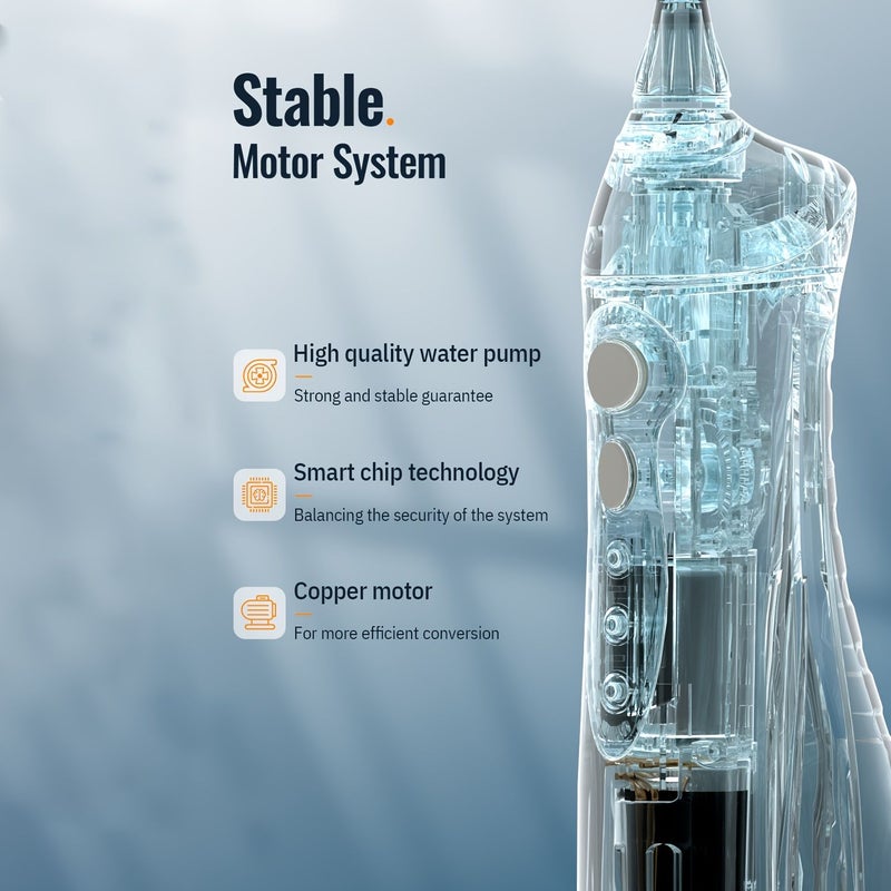 Classic Portable Oral Irrigator 10.14oz Large Water Tank IPX7 Includes 4 Nozzles Rechargeable Teeth Cleaner White Suitable For Gifts Or Self Use - Image 4