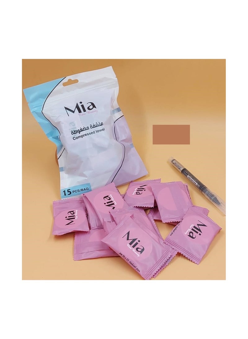 Mia A set of 15-piece disposable compressed towels