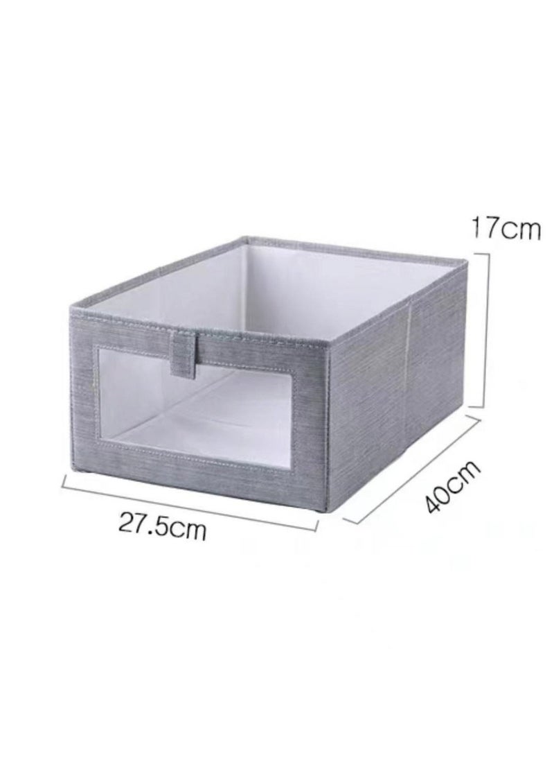 Hanayo 2 Pcs Storage Baskets Foldable Storage Boxes with Handle Clear Window Clothes Organisers for Organizing Toys Clothes(Grey)  - Image 2
