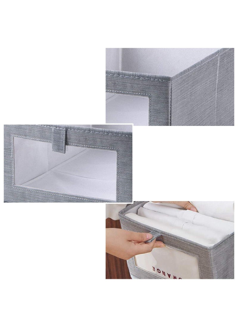 Hanayo 2 Pcs Storage Baskets Foldable Storage Boxes with Handle Clear Window Clothes Organisers for Organizing Toys Clothes(Grey)  - Image 5