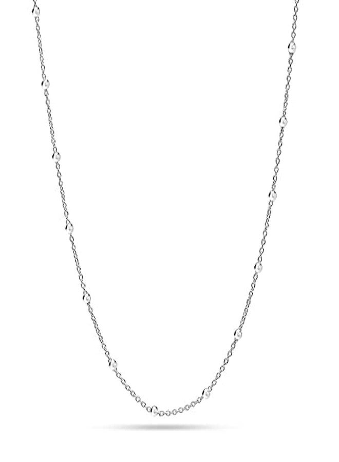 LeCalla 925 Sterling Silver Italian Bead Station Cable Chain Necklace for Teen 16 Inches - Image 1