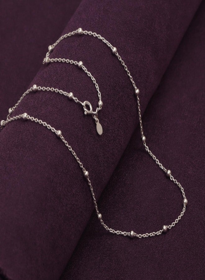 LeCalla 925 Sterling Silver Italian Bead Station Cable Chain Necklace for Teen 16 Inches - Image 4