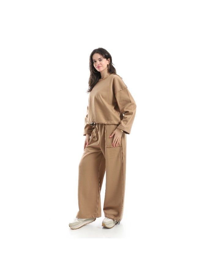 Caesar Women's Melton two-piece T-shirt and wide-leg pants - Image 2