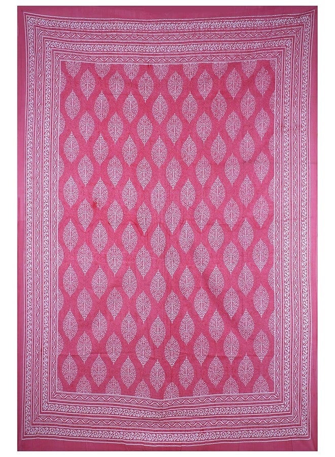 ART WORLD Queen Size Double Bed Sheet with Pillow Covers Pure Cotton Jaipuri Traditional Printed Bedcover (Pink) - Image 4