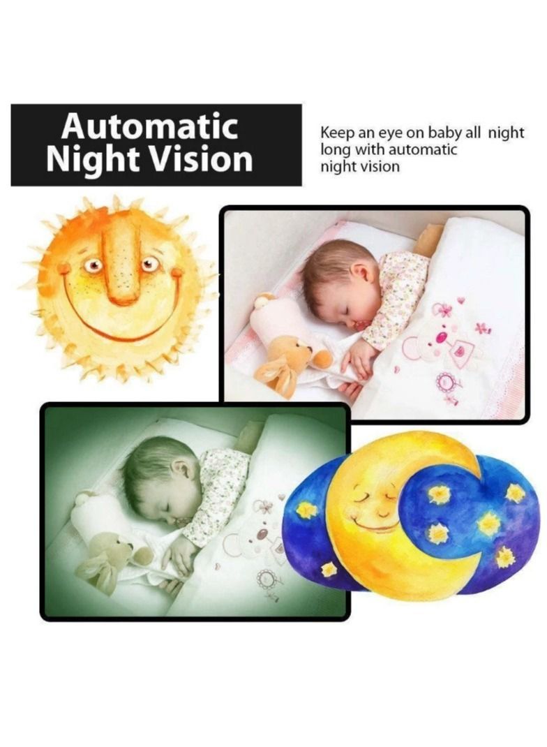 Baby Monitor Video Baby Monitor Wireless with Camera Night Vision Temperature Monitoring Lullaby, 2-Way Intercom System, Color LCD Screen, for Baby, Pet, Old People, sound sensor function